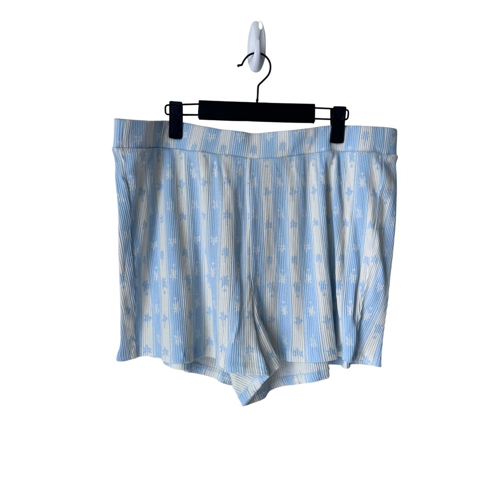 Torrid Cotton Rib Sleep Short Stripe Palms Skyride Blue White 2X 18-20 NEW